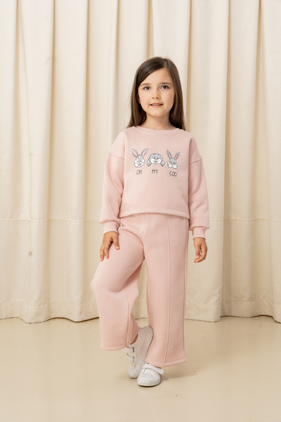 e-çocuk طقم بناتي مكون من قطعتين بطباعة أرنب 'أوه يا إلهي' - 6305/6306