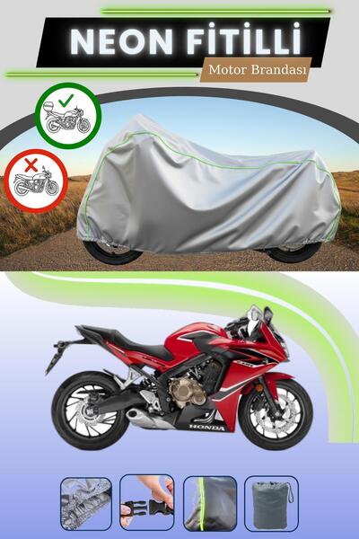 Cemku Shade حقيبة خلفية رمادية متوافقة مع قماش نيون فليتر هوندا CBR 650 F الم...