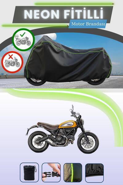 Cemku Shade حقيبة خلفية سوداء متوافقة مع قماش نيون فيتيلي دوكاتي سكرامبلر كلا...