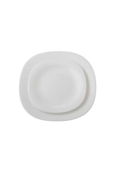 ORIAN Arcopal White Luxury Square Dinner Set 24 Pieces for 6 Persons