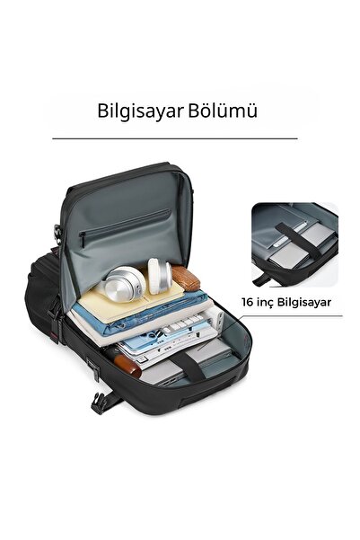 Ecrou Çok Fonksiyonlu Su Geçirmez, Ayakkabı Bölmeli Spor, Seyahat Sırt Çantası Siyah