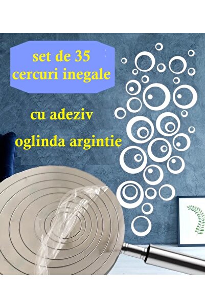 Maxrom Set de 35 Oglinzi Acrilice Cercuri inegale Autoadezive pentru Decorarea Peretilor 2mm grosime