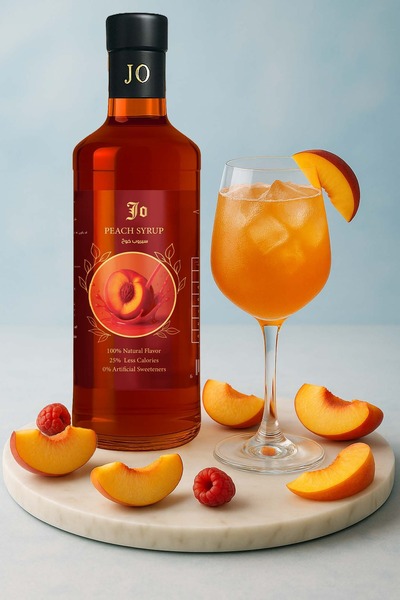 jo drinks PEACH SYRUP