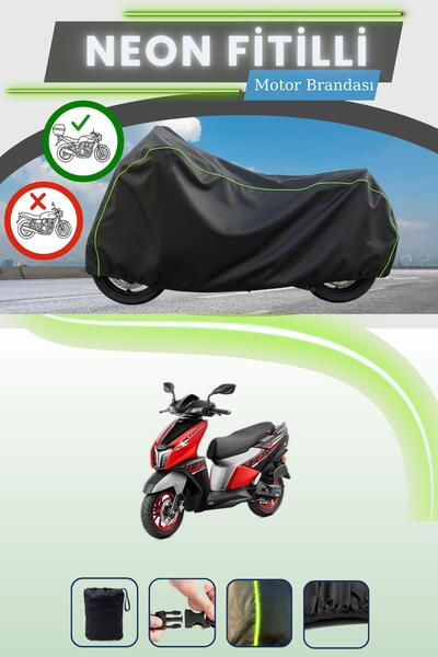Cemku Shade Siyah Arka Çanta Uyumlu Neon Fitilli TVS Ntorq 125 Uyumlu Motor B...