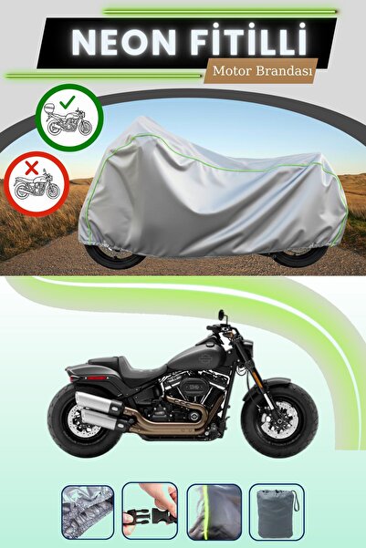 Cemku Shade حقيبة خلفية رمادية متوافقة مع قماش نيون فايتبولت هارلي ديفيدسون سوفتيل فات بوب المتوافق مع الدراجات النارية