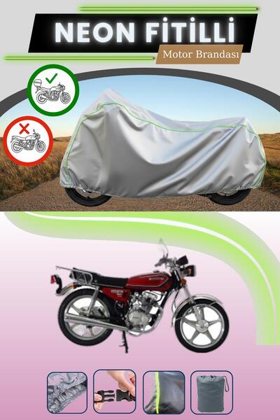 Cemku Shade حقيبة خلفية رمادية متوافقة مع قماش نيون فايتل مونديال 100 إم جي سبورت المتوافق مع الدراجات النارية