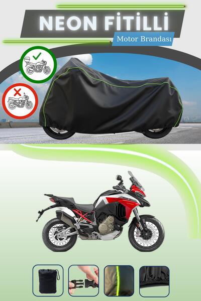 Cemku Shade حقيبة خلفية سوداء متوافقة مع نيون فايتل دوكاتي مولتيسترادا V4 S سبورت متوافقة مع قماش المحرك