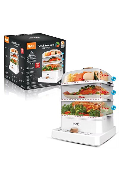 raf Aparat Electric Pentru Gatit cu Aburi - 12L, 3 Nivele, 1200W, Gatire Lenta si Uniforma, R 5238
