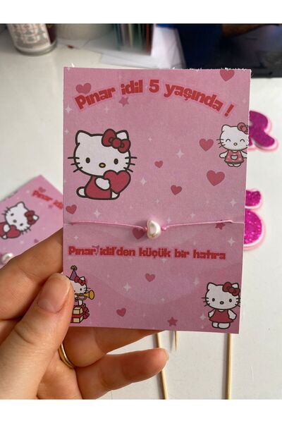 nerisdesign Hello Kitty Özel Doğum Günü Hediyelik Bileklik 10 Adet– Çocuk Par...
