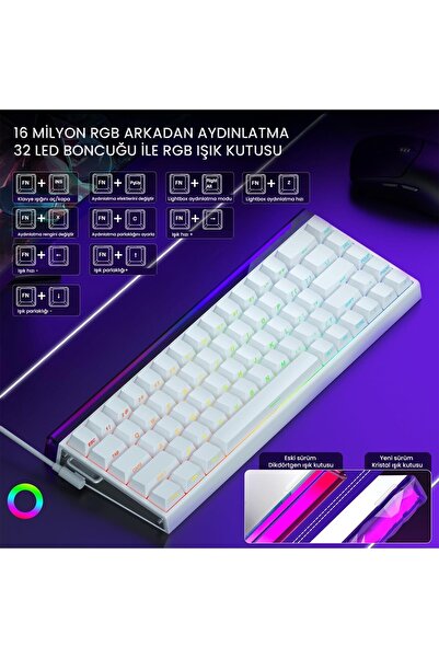 Aula Hero 68 HE Manyetik Klavye Rapid Trigger Black King Switch 8000Hz RGB Neon TKL Hot Swap Oyuncu