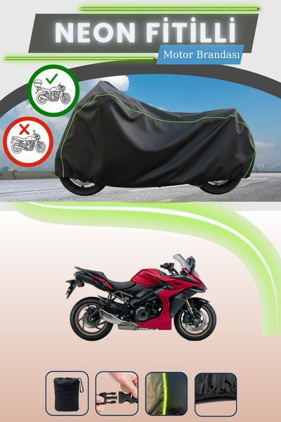 Cemku Shade حقيبة خلفية سوداء متوافقة مع نيون فايتي سوزوكي GSX-S 1000 GT متوافقة مع قماش المحرك