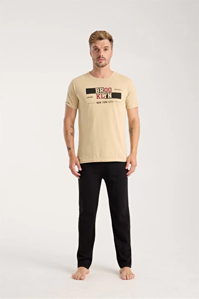 Beruflic طقم بيجامة بأكمام قصيرة لون البشرة للرجال