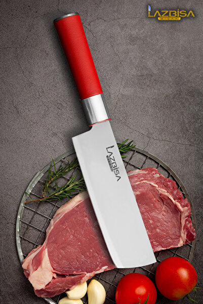 LAZBİSA Red Craft Serisi Mutfak Bıçak Nakiri Şef Bıçağı Et Ekmek Sebze Salata...