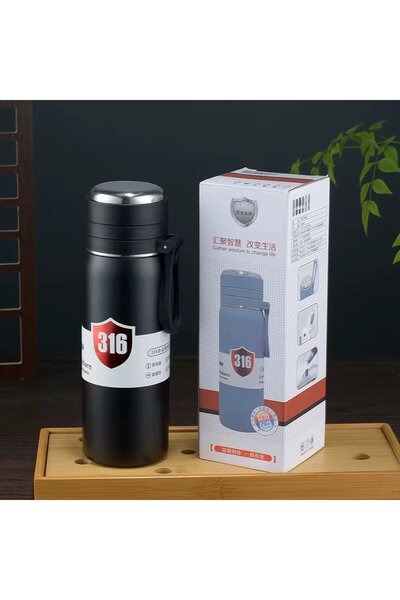 Limmy Stainless Steel Flask Thermos Water Bottle 500 ml Vacuum Lid - Black
