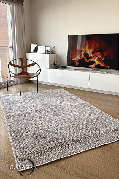 CASAZSU Indiana Vintage Etnik Desenli Modern Yıkanabilir Dokuma Salon Oturma Odası Halısı
