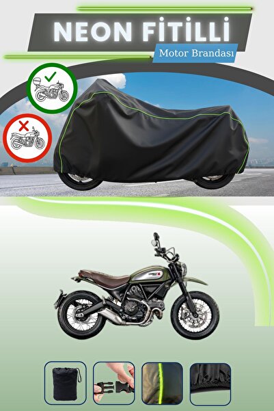 Cemku Shade حقيبة خلفية باللون الأسود النيون قماش مجدّل متوافقة مع دوكاتي سكر...