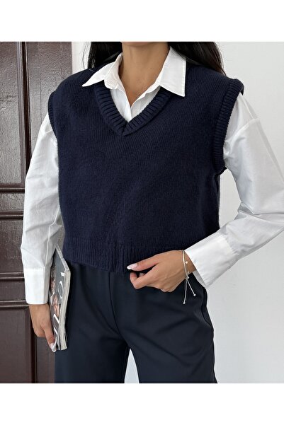 NOA LİNE Pulover oversize cu decolteu în V, burgundy, cu mâneci zero