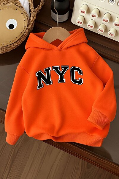 BENROMA 3-нишка джърси NYC печатана унисекс детска суитшърт с качулка