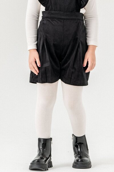 Cansın Mini Black Girl's Velvet Corduroy Salopet 22687