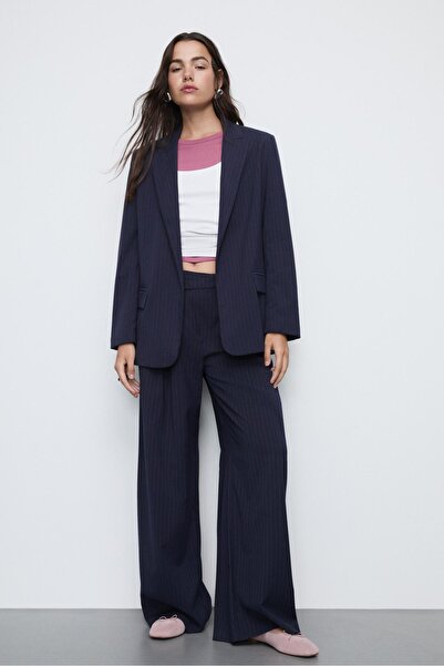 Stradivarius Striped textured open blazer