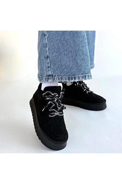 Erbilden Muden Siyah Süet Bağcıklı Bot