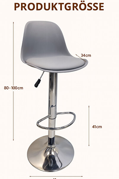 rexa Adjustable Bar Stool with Chrome Base and Cushioned Seat
