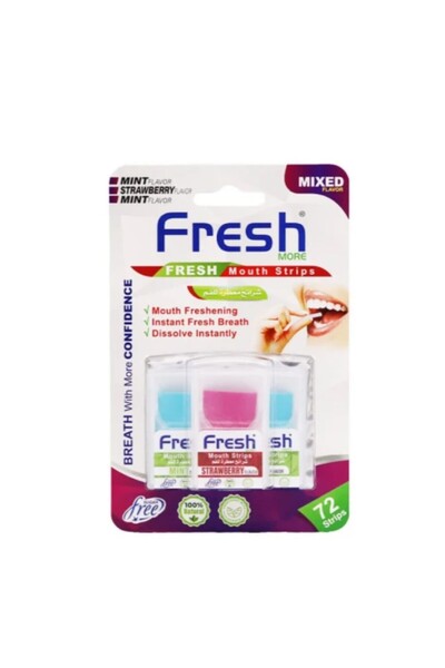 Fresh فريش مور شرائح معطرة للفم بنكهة النعناع والفراولة - 72 شريحة