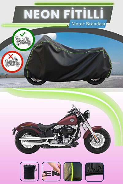 Cemku Shade حقيبة خلفية سوداء متوافقة مع حقيبة نيون متوافقة مع هارلي ديفيدسون سوفتيل سليم FLS