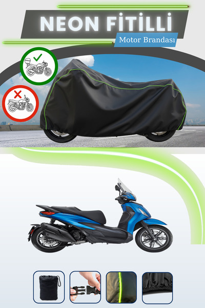 Cemku Shade حقيبة خلفية سوداء متوافقة مع نيون فيتيلي بياجيو بيفرلي سبورت تورينج 350 يعني قماش محرك متوافق