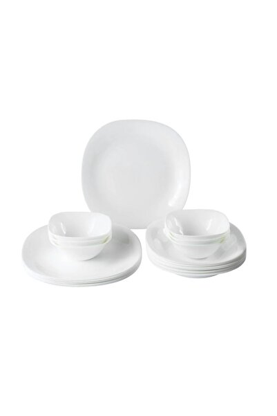 ORIAN Arcopal Luxury White Square Dinner Set 18 Pieces for 6 Persons