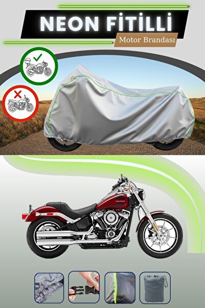 Cemku Shade حقيبة خلفية رمادية اللون متوافقة مع قماش نيون فايتي هارلي ديفيدسون سوفتيل لو رايدر المتوافق مع الدراجات النارية