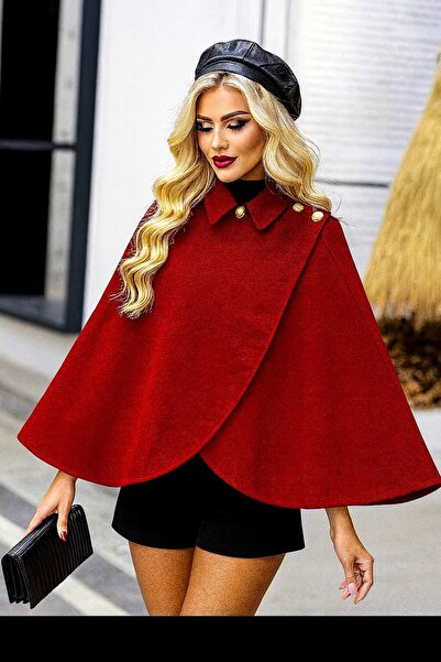 MAXORA SHOP Elegant cape made of fine fabric with gold cufflinks