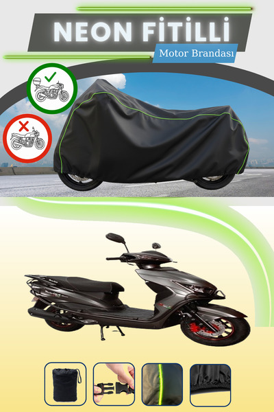 Cemku Shade حقيبة خلفية سوداء متوافقة مع نيون فيتيلي موتولوكس نيرفانا 50 متوافقة مع قماش المحرك