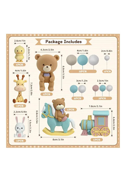 Baloane Vesele Premium Baptism Cake Decoration With Teddy Bears TOP91