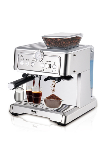 raf 1350W Espresso Coffee Maker, 2.3L Machine with Grinder, Milk Frother & Twin Brew