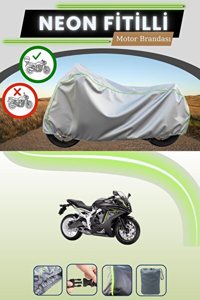 Cemku Shade حقيبة خلفية رمادية متوافقة مع قماش نيون فليتلي هوندا CBR 650 FA م...