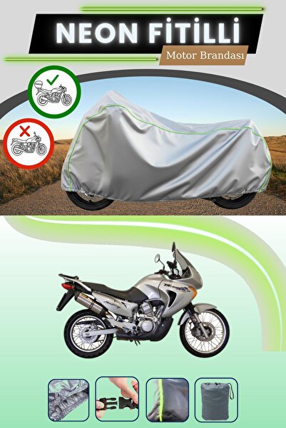 Cemku Shade حقيبة خلفية رمادية متوافقة مع قماش نيون فايبر هوندا XL 650 ترانسالب المتوافق مع الدراجات النارية
