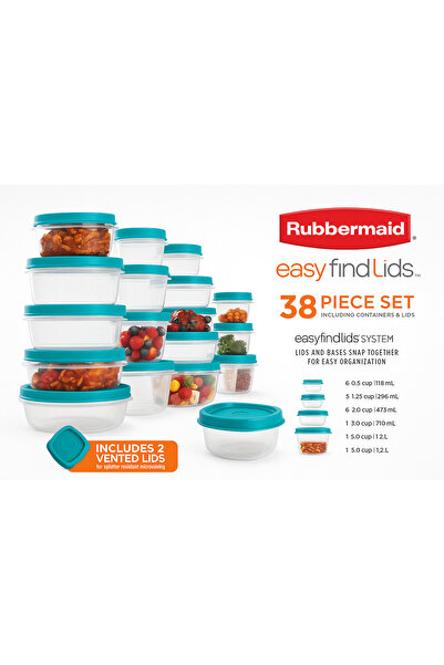 RUBBERMAID Easy Find Lids 38 Piece Storage Container Set – Bpa Free, Dishwasher Safe