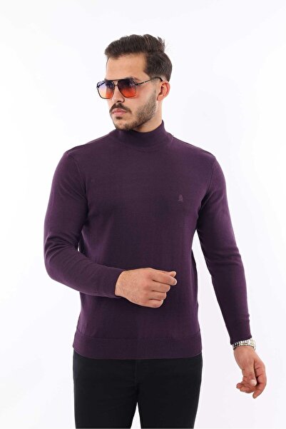 rugatchi سترة تريكو للرجال بياقة نصف دائرية - 100% قطن