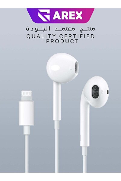 AREX Wired Earphones with Lightning Connector Compatible with iPhone - White