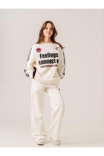 Zekids Girl's Cotton Wide-Leg Oversize Design Sweatpants