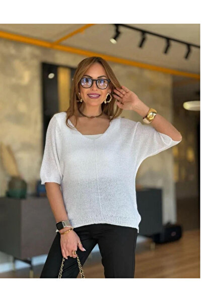 MADE İN ITALY بلوزة نسائية بيضاء من الفولاذ الإيطالي المرسيريزد