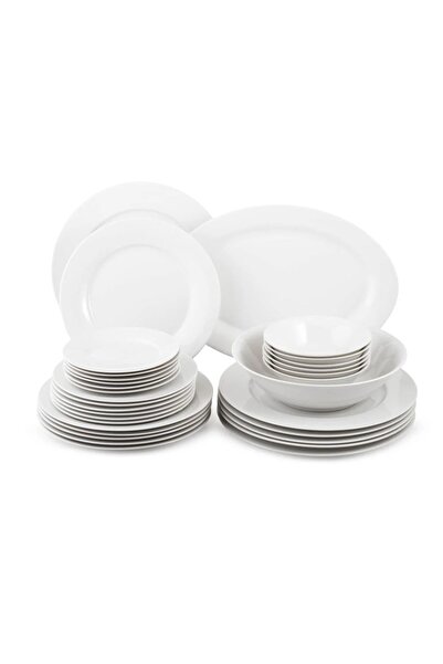 ORIAN Bon China Creamy White Plain Porcelain Dinner Set 32 ​​Pieces