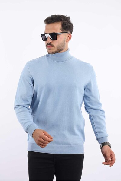 rugatchi Men's Turtleneck Knit Sweater — 100% Cotton, Classic