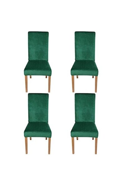 ElastiX shop Set 4 huse pentru scaun, marime universala, din Catifea, Verde S...