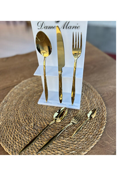 PONCİKPAZAR 30 Piece Elegant - 4 ml -18/10 Steel Gold Chopstick Set