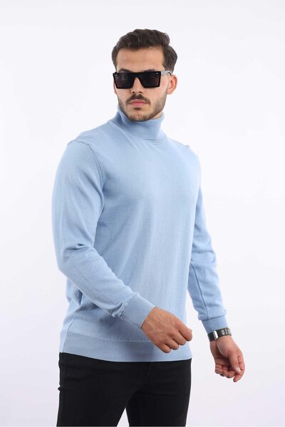 rugatchi Men's Turtleneck Knit Sweater — 100% Cotton, Classic