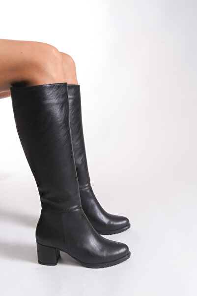 Riccon Γυναικείες μπότες κάτω από το γόνατο 0012504 Μαύρο δέρμα