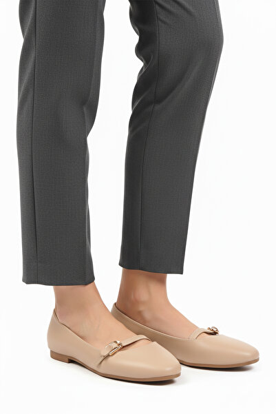 AYAKMOD Balerini de damă din piele bej, ușor flexibili, 312456 Z