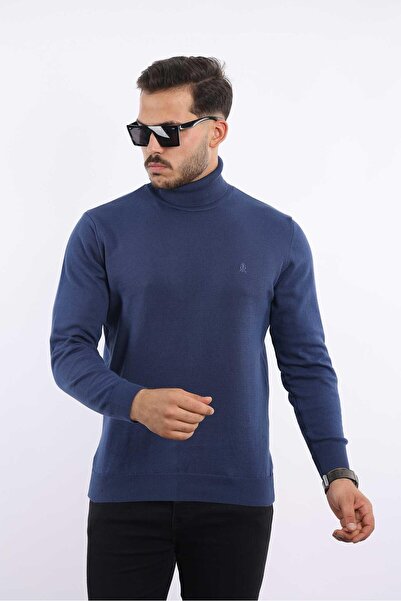rugatchi Men's Turtleneck Knit Sweater — 100% Cotton, Classic
